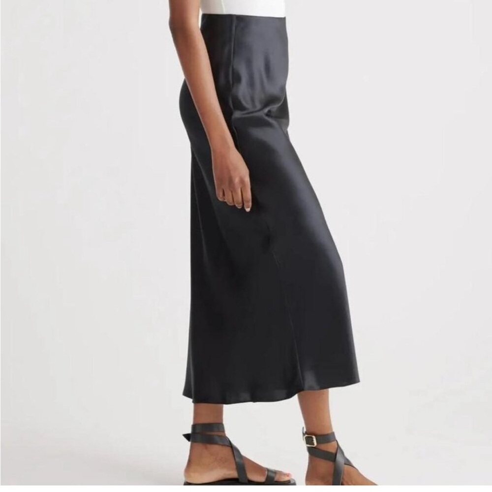 Quince black washable silk midi skirt, M - Picture 5 of 9